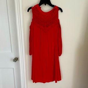 Red cold shoulder dress
